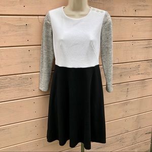Loft Long Sleeve Color Block Knit Dress Sz 0